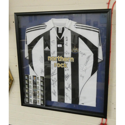 205 - A framed and signed Newcastle football shirt, 2005-2006 season