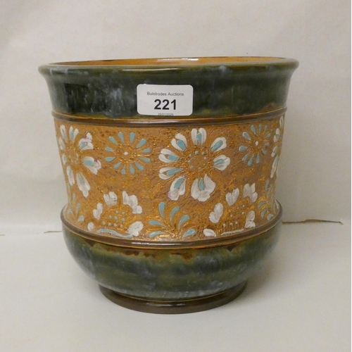 221 - A Doulton Slaters gilt and floral decorated jardinière 8 1/2