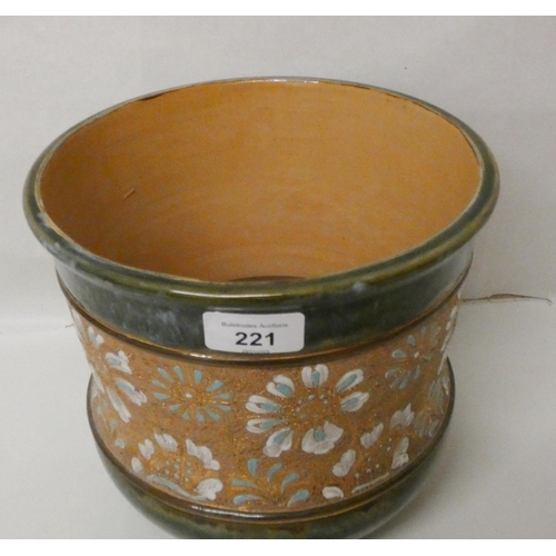 221 - A Doulton Slaters gilt and floral decorated jardinière 8 1/2