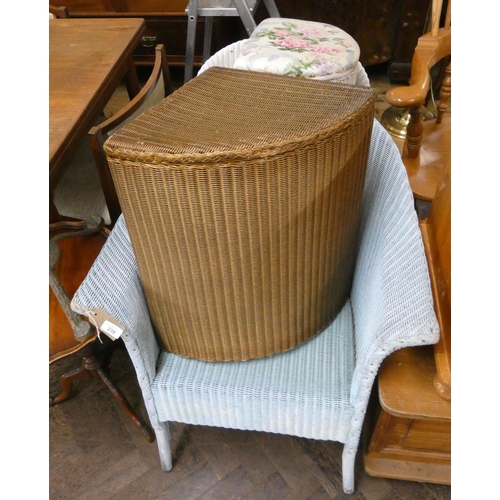 238 - Two Lloyd Loom bedroom chairs and two Lloyd Loom linen boxes