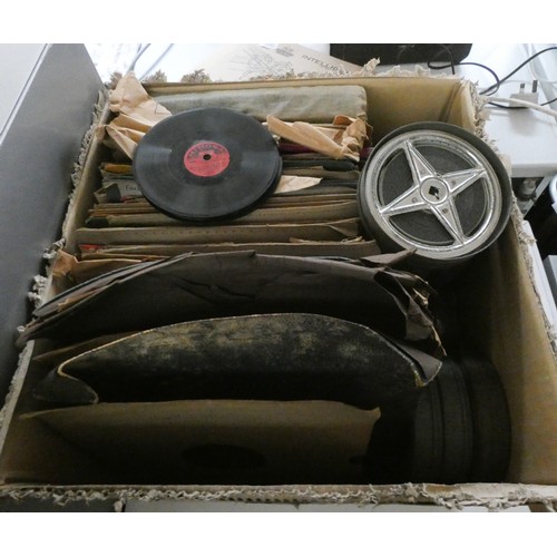 414 - A quantity of old records and old reel to reel tapes