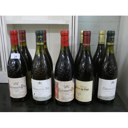 24 - Ten bottles of Châteauneuf-du-Pape red wine