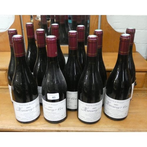 40 - A collection of twelve bottles of Mercurey 2005 red wine