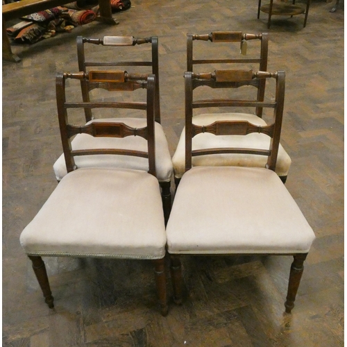 8 - A set of four Georgian mahogany dining room chairs with fawn upholstered seats