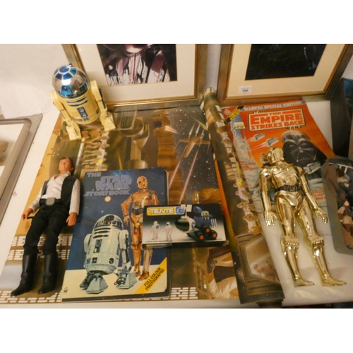 666 - StarWars -  mini Action Figures Collectors case, with 2 trays of figures, two framed signed StarWars... 