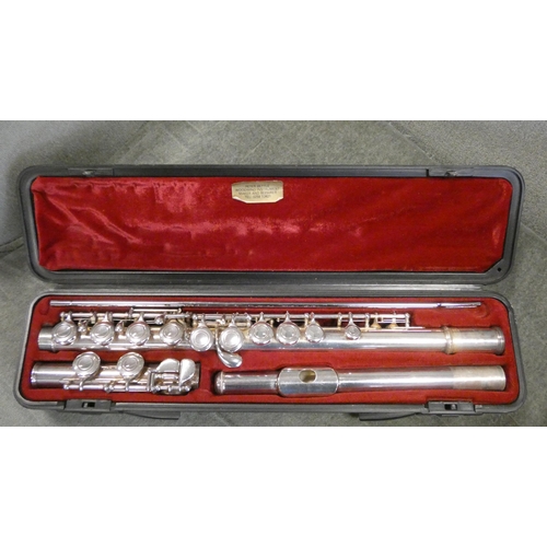 673 - Yamaha silver plated flute in case, numbered 091917