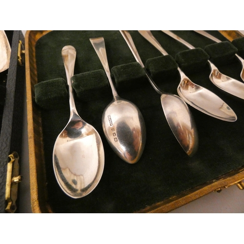 491 - A set of six George IV silver egg spoons, London 1803 and a cased set of silver coffee spoons. Gross... 