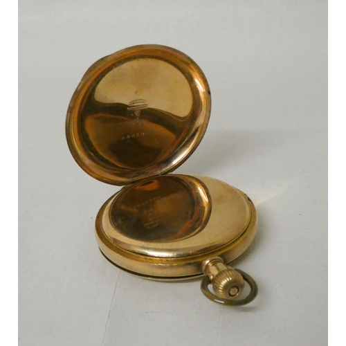 528 - A gold plated hunter pocket watch.