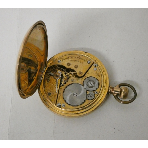 528 - A gold plated hunter pocket watch.