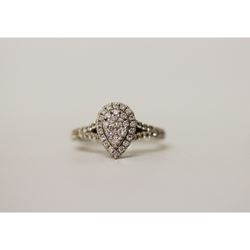 535 - Vera Wang Love - 18ct white gold diamond cluster engagement ring, hallmarked, signed & diamond weigh... 