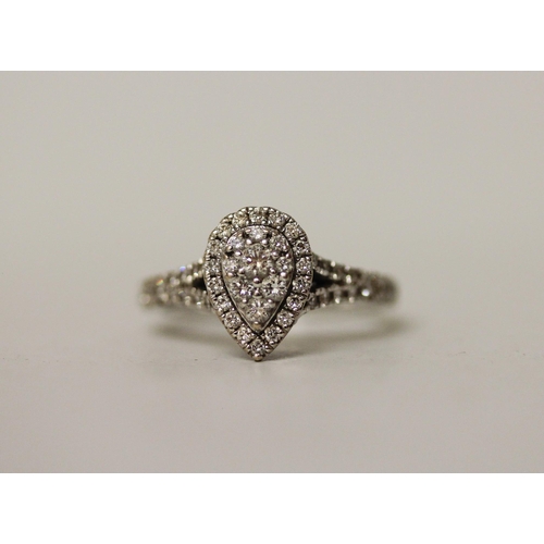 535 - Vera Wang Love - 18ct white gold diamond cluster engagement ring, hallmarked, signed & diamond weigh... 