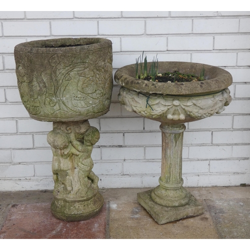 804 - Two large concrete garden planters