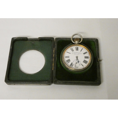 481 - Finnigan's Ltd silver plated travel clock within a hallmarked silver easel case, hallmarked Birmingh... 