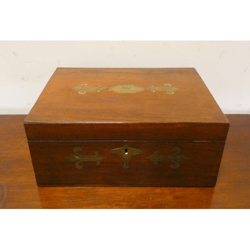 20 - A Regency rosewood and brass inlaid jewel box, 12