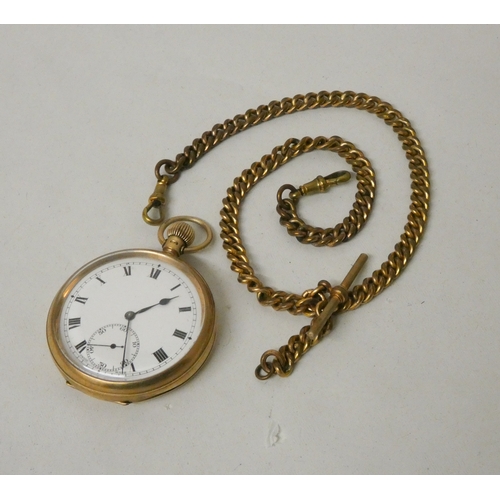 413 - A 9ct gold cased pocket watch, with presentation ICI inscription, hallmarked inner & outer case. Gro... 