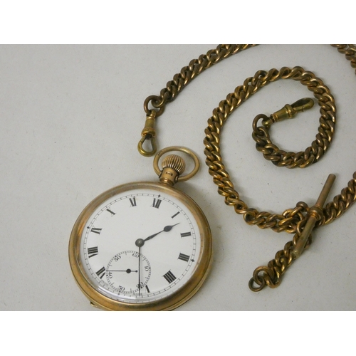 413 - A 9ct gold cased pocket watch, with presentation ICI inscription, hallmarked inner & outer case. Gro... 