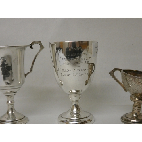 436 - A collection of three silver trophy cups. Gross weight 9.4 troy ounces