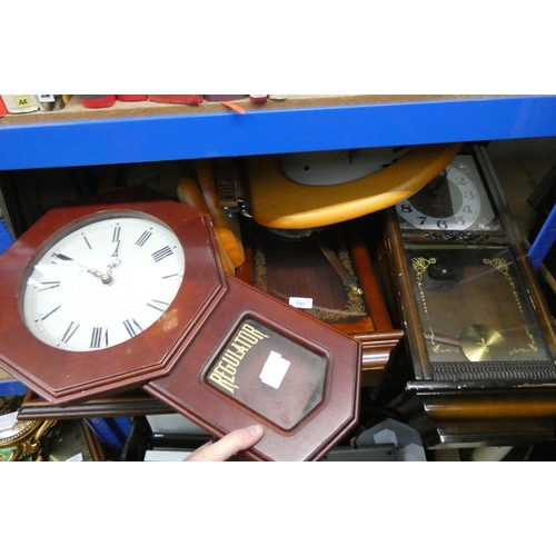 791 - Five assorted wall hanging clocks and one other clock