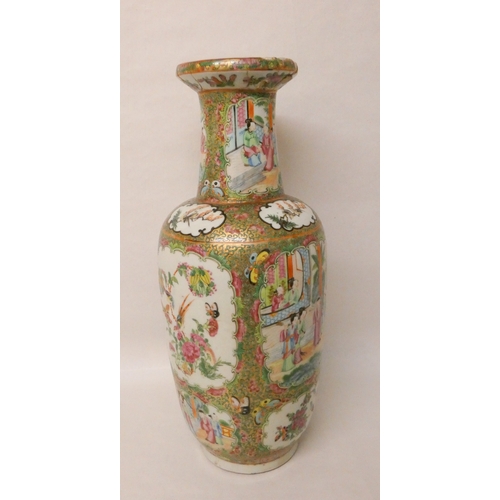 385 - A large late 19th century Chinese Famille rose vase,  45cms tall, top has been damaged