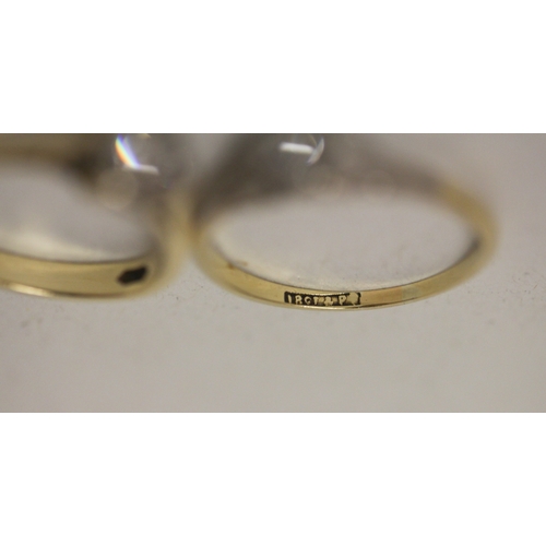 403 - An 18ct gold and diamond solitaire ring (shank mis-shapen) together with a smaller vintage diamond r... 