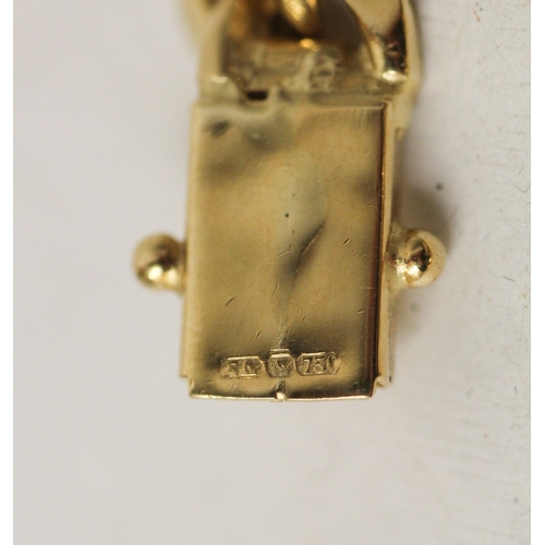 389 - Modern heavy 18ct bi-colour gold flattened link neck chain, with white gold ingot style links. Hallm... 