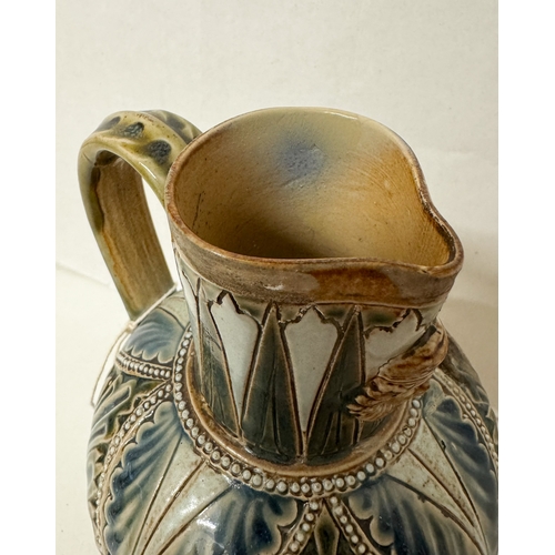 198 - Doulton Lambeth Stoneware mask jug, impressed marks 533, 19cms tall