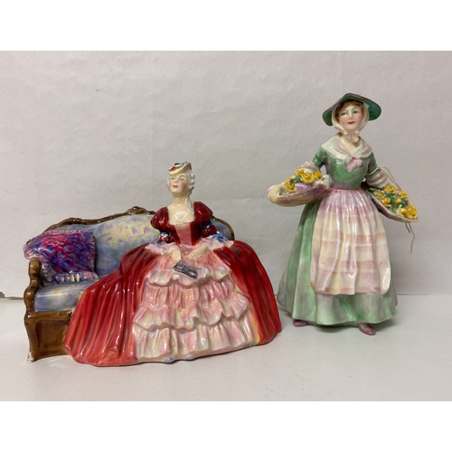 201 - Royal Doulton vintage lady figure Daffy Down Dilly HN1712 and a seated figure Belle of The Ball, HN ... 