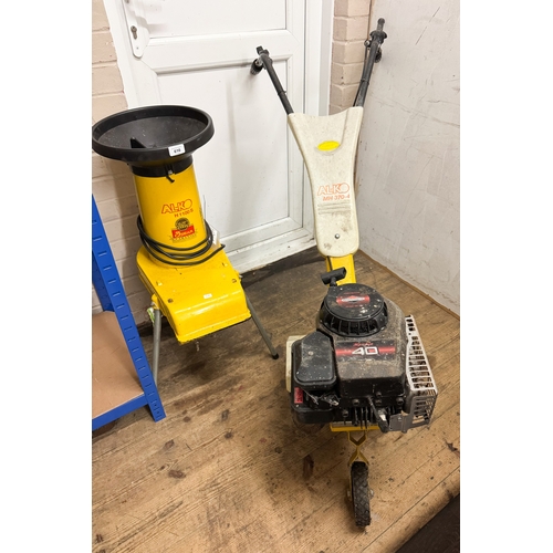 616 - An Alko H 1100 S garden shredder together with a Alko MH 370-4 petrol engine rotavator