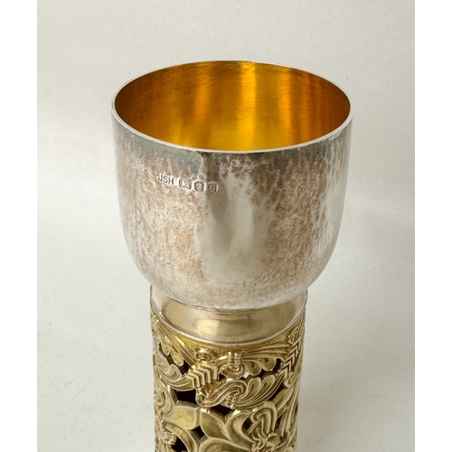 477 - John Sutherland Hawes for Aurum  - parcel-gilt silver goblet, Limited edition number 144 of 676. Mad... 
