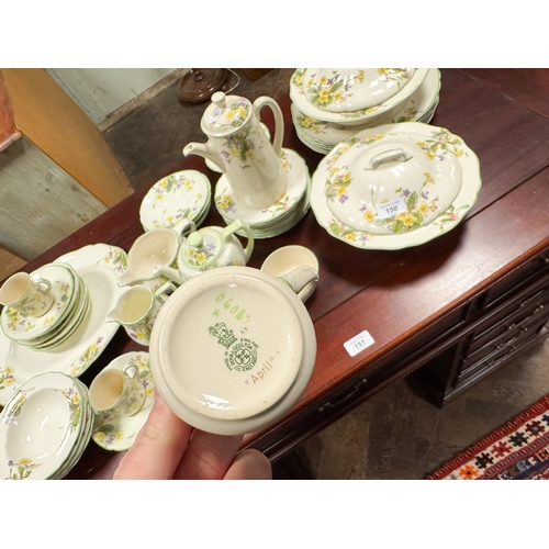 150 - A Royal Doulton April pattern floral decorated dinner and coffee ware etc