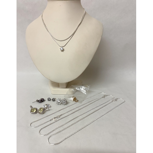 460 - A pair of CZ Butler & Wilson flower cluster ear studs, several other pairs of silver & CZ earrings, ... 