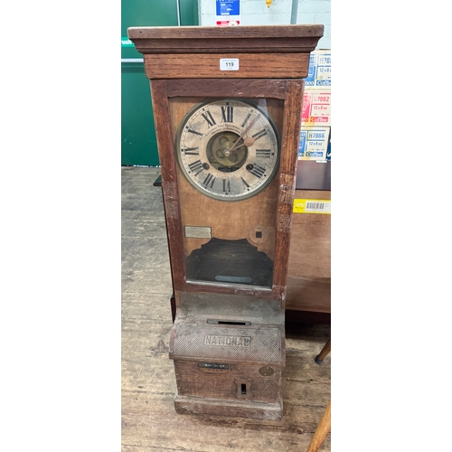 119 - The National Time Recorder Company Limited of London clocking in/clocking out clock, no mechanism fo... 