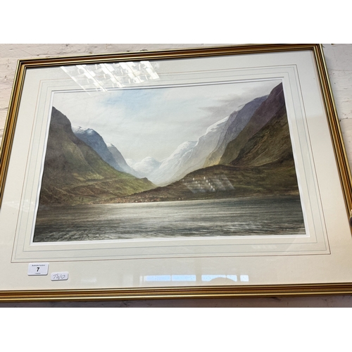 7 - Kenneth Stanley Tadd - watercolour of Aurlandsfjord, Norway, image size 13 1/2