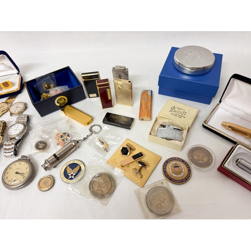 239 - Collectables to include pens, lighters to include Ronson, four gent's wrist watches to include Seiko... 
