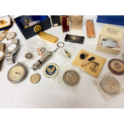239 - Collectables to include pens, lighters to include Ronson, four gent's wrist watches to include Seiko... 