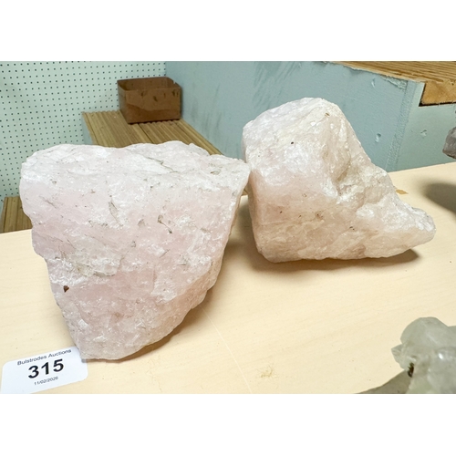 315 - Two pieces of rose quartz