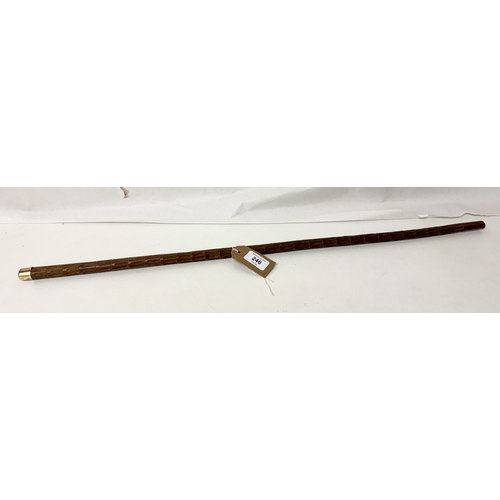 246 - A RAMC swagger stick with gilt metal finial