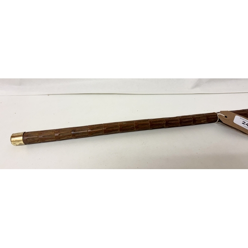246 - A RAMC swagger stick with gilt metal finial