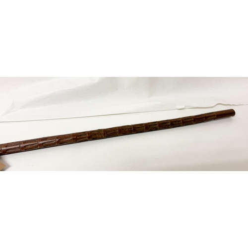 246 - A RAMC swagger stick with gilt metal finial
