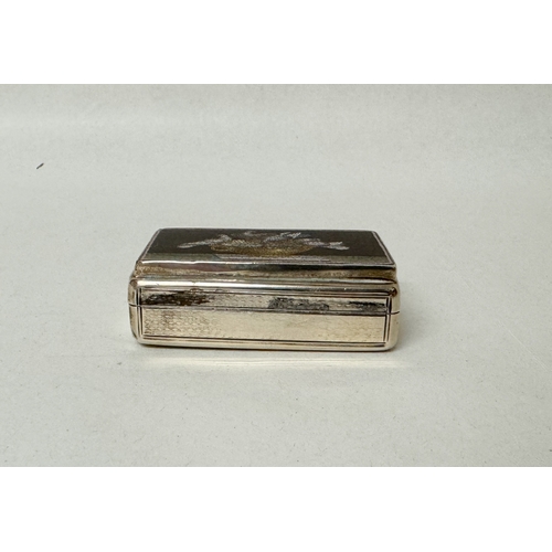 395 - Georgian silver snuff box by Edward Edwards, of rounded rectangular form, the top with an inset micr... 