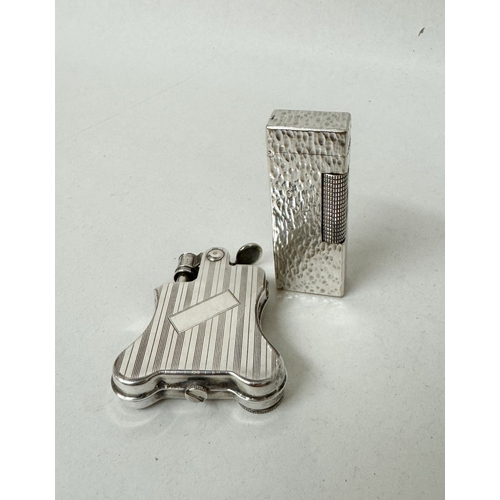 411 - A Dunhill silver plated lighter and a vintage lighter by Ronson