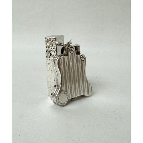 411 - A Dunhill silver plated lighter and a vintage lighter by Ronson