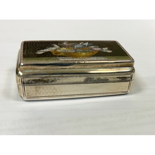 395 - Georgian silver snuff box by Edward Edwards, of rounded rectangular form, the top with an inset micr... 