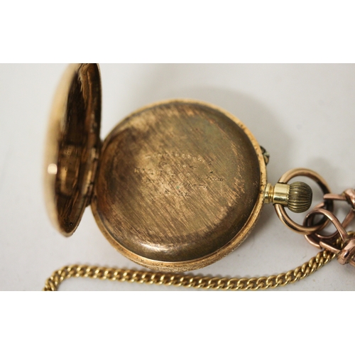 403 - 19th century Swiss 18k fob watch, with pink guilloche enamel to the outer chapter ring, outer case m... 
