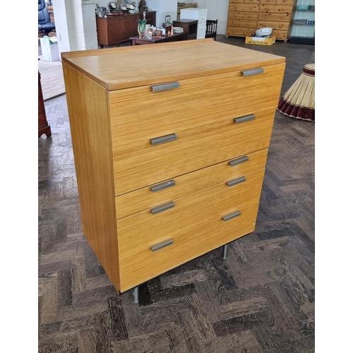 83 - Stag - A pale teak finished five drawer tallboy chest, 2'6