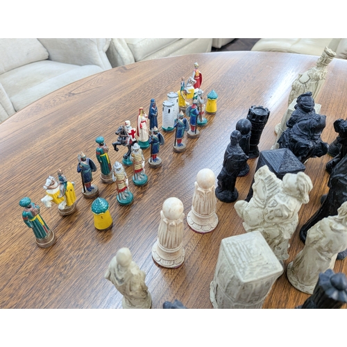 109 - Three various chessmen sets of varying shapes and sizes