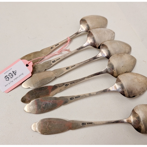 Set of six Sterling silver trefid shaped tea spoons, engraved initials ...