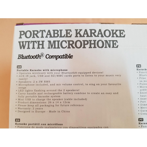 2 - Lexibook Portable Karaoke with Mircophone (Bluetooth Compatible) with LED Flashing Lights, in Box