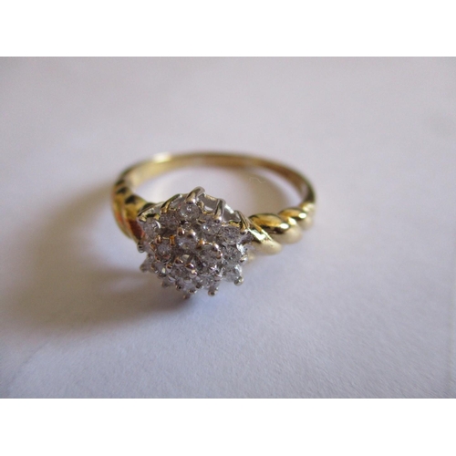 226 - 9ct Yellow Gold Ring Cluster 18- Diamonds Total Weight 2.0gr, Size M1/2