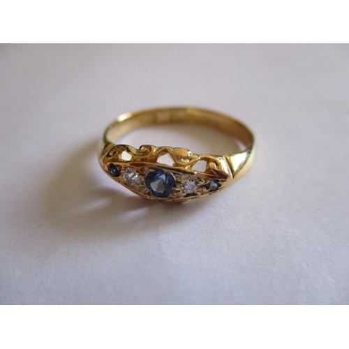 234 - 18ct Yellow Gold Ring with Sapphire and Diamond - Total Weight 2.0gr, Size L 1/2